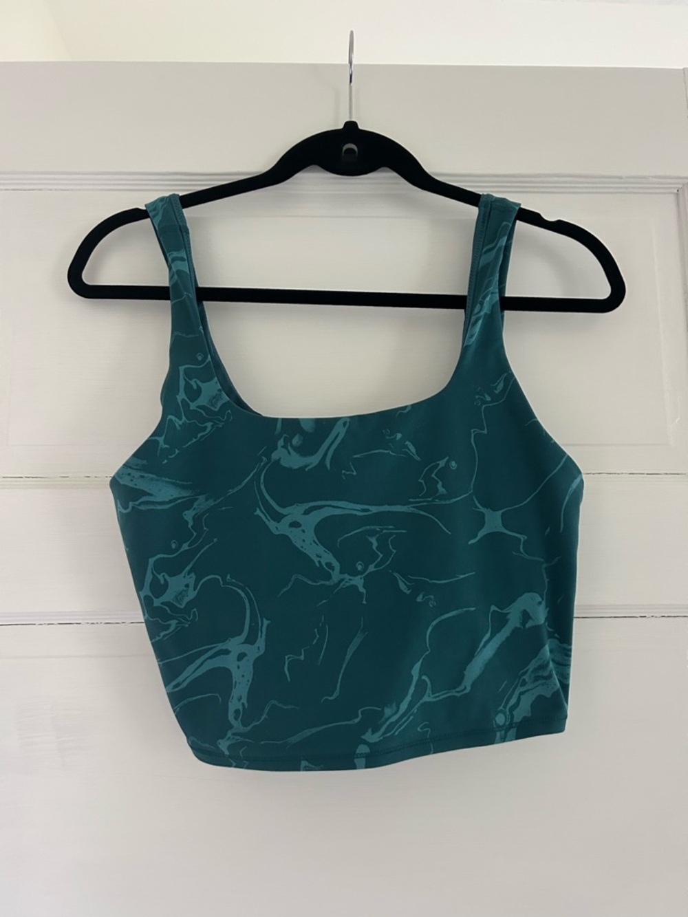 Teal Marble-Print Square Neck Tank Top - Women